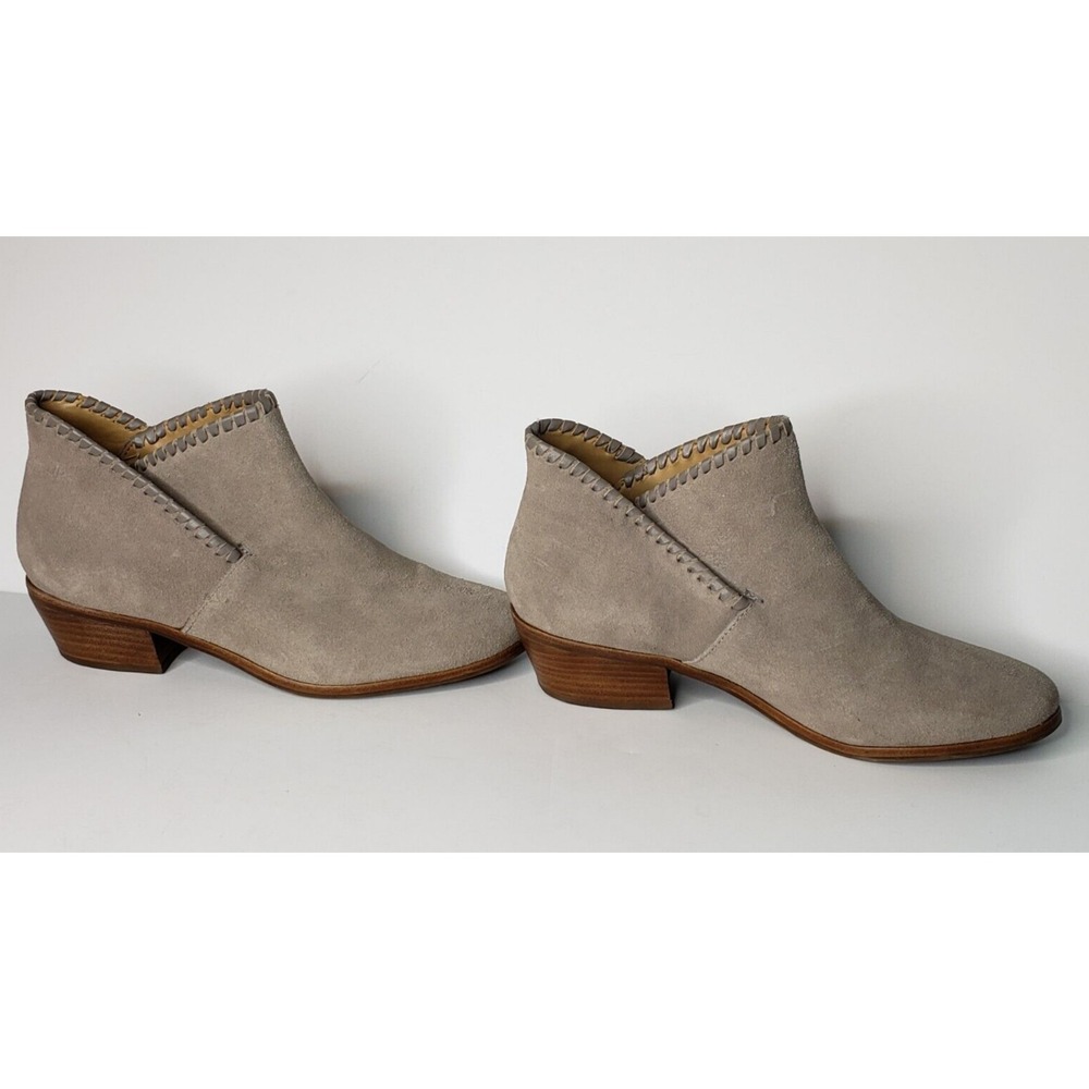 Jack‎ Rogers Womens Ankle Booties 7M Tan Suede Leather Brown Sole 1.5" Heel